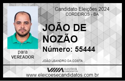 Candidato JOÃO DE NOZÃO 2024 - CORDEIROS - Eleições