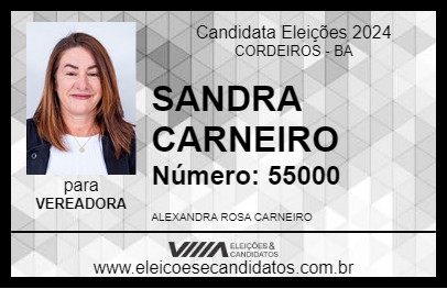 Candidato SANDRA CARNEIRO 2024 - CORDEIROS - Eleições