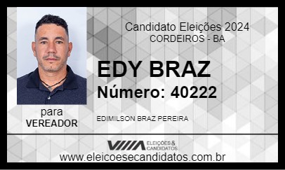 Candidato EDY BRAZ 2024 - CORDEIROS - Eleições