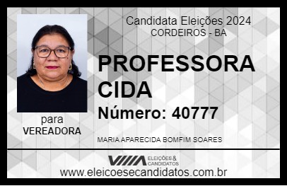 Candidato PROFESSORA CIDA 2024 - CORDEIROS - Eleições