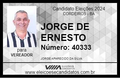 Candidato JORGE DE ERNESTO 2024 - CORDEIROS - Eleições