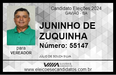 Candidato JUNINHO DE ZUQUINHA 2024 - GAVIÃO - Eleições