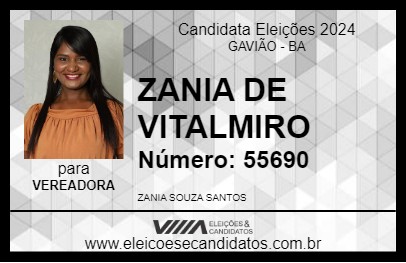 Candidato ZANIA DE VITALMIRO 2024 - GAVIÃO - Eleições