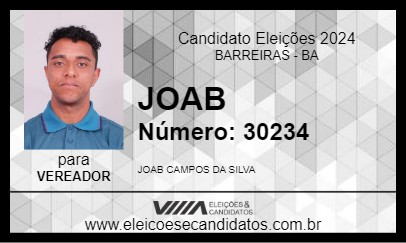 Candidato JOAB 2024 - BARREIRAS - Eleições