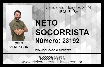 Candidato NETO SOCORRISTA 2024 - JEQUIÉ - Eleições