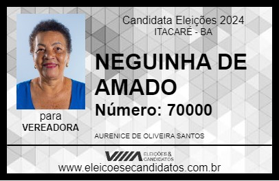 Candidato NEGUINHA DE AMADO 2024 - ITACARÉ - Eleições