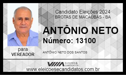 Candidato ANTÔNIO NETO 2024 - BROTAS DE MACAÚBAS - Eleições