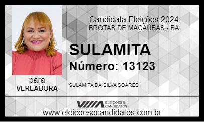 Candidato SULAMITA 2024 - BROTAS DE MACAÚBAS - Eleições