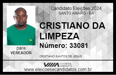 Candidato CRISTIANO DA LIMPEZA 2024 - SANTO AMARO - Eleições