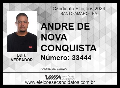 Candidato ANDRE DE NOVA CONQUISTA 2024 - SANTO AMARO - Eleições