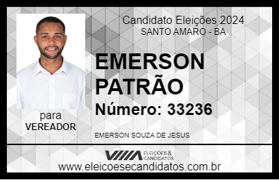 Candidato EMERSON PATRÃO 2024 - SANTO AMARO - Eleições