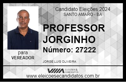 Candidato PROFESSOR JORGINHO 2024 - SANTO AMARO - Eleições