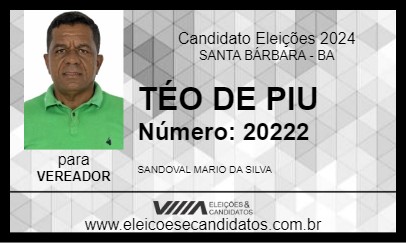 Candidato TÉO DE PIU 2024 - SANTA BÁRBARA - Eleições