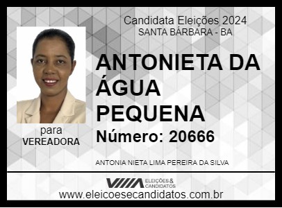 Candidato ANTONIETA DA ÁGUA PEQUENA 2024 - SANTA BÁRBARA - Eleições