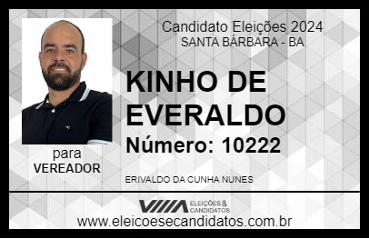 Candidato KINHO DE EVERALDO 2024 - SANTA BÁRBARA - Eleições