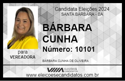 Candidato BÁRBARA CUNHA 2024 - SANTA BÁRBARA - Eleições