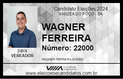 Candidato WAGNER FERREIRA 2024 - VÁRZEA DO POÇO - Eleições