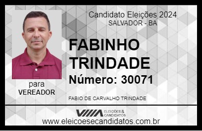 Candidato FABINHO TRINDADE 2024 - SALVADOR - Eleições