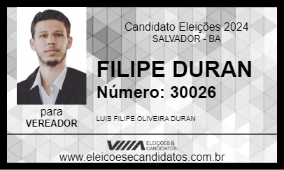 Candidato FILIPE DURAN 2024 - SALVADOR - Eleições