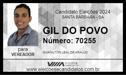 Candidato GIL DO POVO 2024 - SANTA BÁRBARA - Eleições