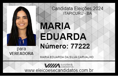 Candidato MARIA EDUARDA 2024 - ITAPICURU - Eleições