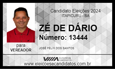 Candidato ZÉ DE DÁRIO 2024 - ITAPICURU - Eleições