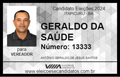 Candidato GERALDO DA SAÚDE 2024 - ITAPICURU - Eleições