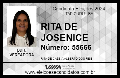 Candidato RITA DE JOSENICE 2024 - ITAPICURU - Eleições