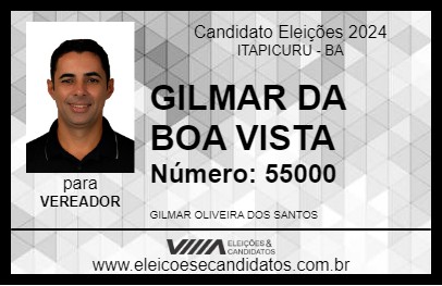 Candidato GILMAR DA BOA VISTA 2024 - ITAPICURU - Eleições