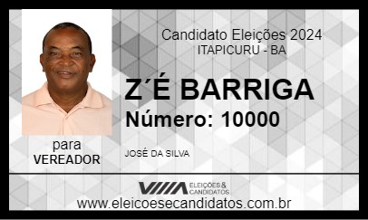 Candidato Z´É BARRIGA 2024 - ITAPICURU - Eleições