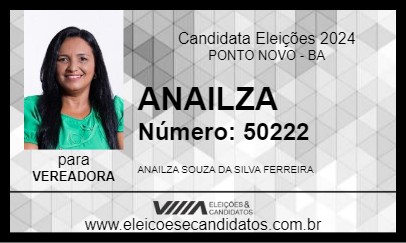 Candidato ANAILZA 2024 - PONTO NOVO - Eleições