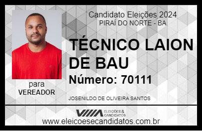 Candidato TÉCNICO LAION DE BAU 2024 - PIRAÍ DO NORTE - Eleições