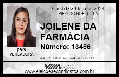 Candidato JOILENE DA FARMÁCIA 2024 - PIRAÍ DO NORTE - Eleições