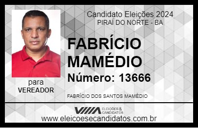 Candidato FABRÍCIO MAMÉDIO 2024 - PIRAÍ DO NORTE - Eleições