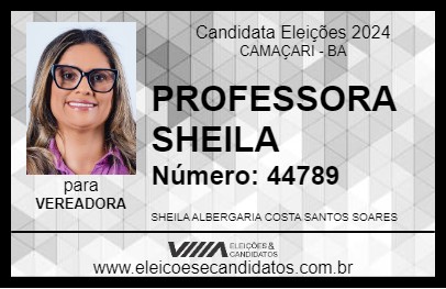 Candidato PROFESSORA SHEILA 2024 - CAMAÇARI - Eleições