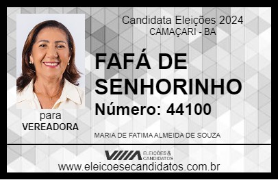 Candidato FAFÁ DE SENHORINHO 2024 - CAMAÇARI - Eleições