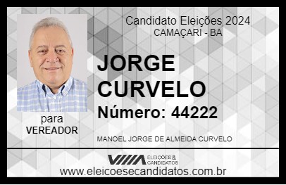 Candidato JORGE CURVELO 2024 - CAMAÇARI - Eleições