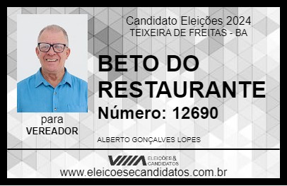 Candidato BETO DO RESTAURANTE 2024 - TEIXEIRA DE FREITAS - Eleições