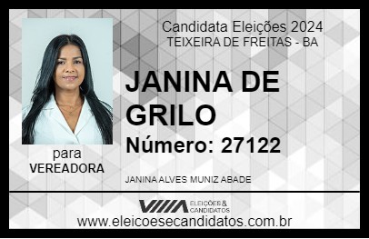 Candidato JANINA DE GRILO 2024 - TEIXEIRA DE FREITAS - Eleições