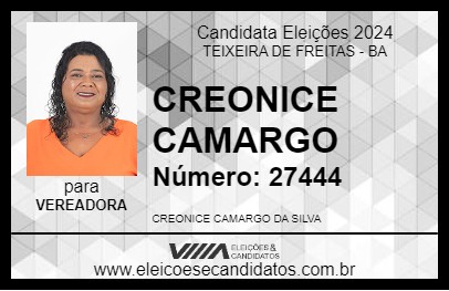 Candidato CREONICE CAMARGO 2024 - TEIXEIRA DE FREITAS - Eleições