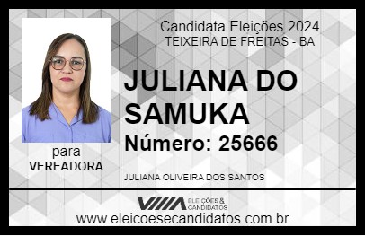 Candidato JULIANA DO SAMUKA 2024 - TEIXEIRA DE FREITAS - Eleições