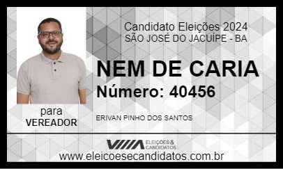 Candidato NEM DE CARIA 2024 - SÃO JOSÉ DO JACUÍPE - Eleições