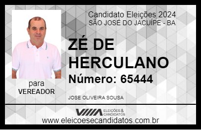 Candidato ZÉ DE HERCULANO 2024 - SÃO JOSÉ DO JACUÍPE - Eleições