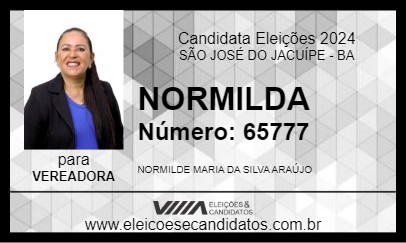 Candidato NORMILDA 2024 - SÃO JOSÉ DO JACUÍPE - Eleições