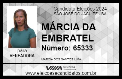 Candidato MÁRCIA DA EMBRATEL 2024 - SÃO JOSÉ DO JACUÍPE - Eleições