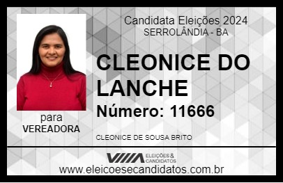 Candidato CLEONICE DO LANCHE 2024 - SERROLÂNDIA - Eleições