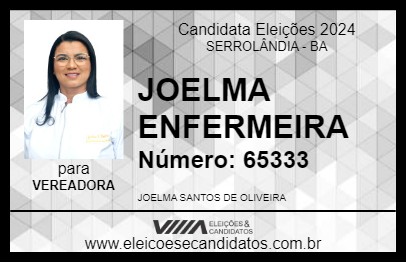 Candidato JOELMA ENFERMEIRA 2024 - SERROLÂNDIA - Eleições