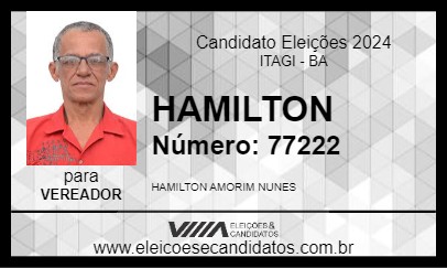 Candidato HAMILTON 2024 - ITAGI - Eleições