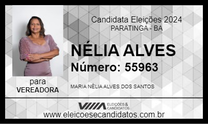 Candidato NÉLIA ALVES 2024 - PARATINGA - Eleições