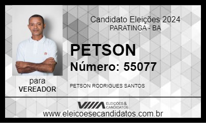 Candidato PETSON 2024 - PARATINGA - Eleições